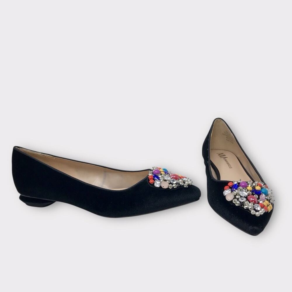 Neiman Marcus NWT Black Velvet Beaded Embellished Flats Multi-Color Sz 8.5M - Picture 8 of 11